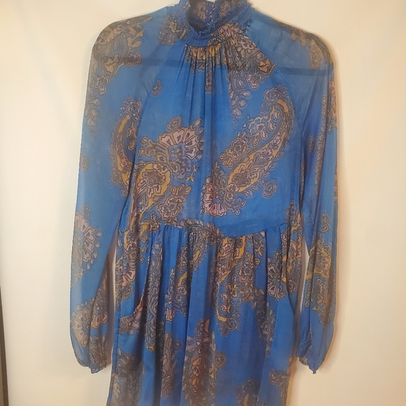 Free People Tops - Free People Sz S/P shear mock turtle neck drop waist 2-pocket tunic